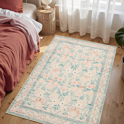 3x5 Entryway Rug,Pink Washable Area Rug