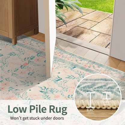 3x5 Entryway Rug,Pink Washable Area Rug