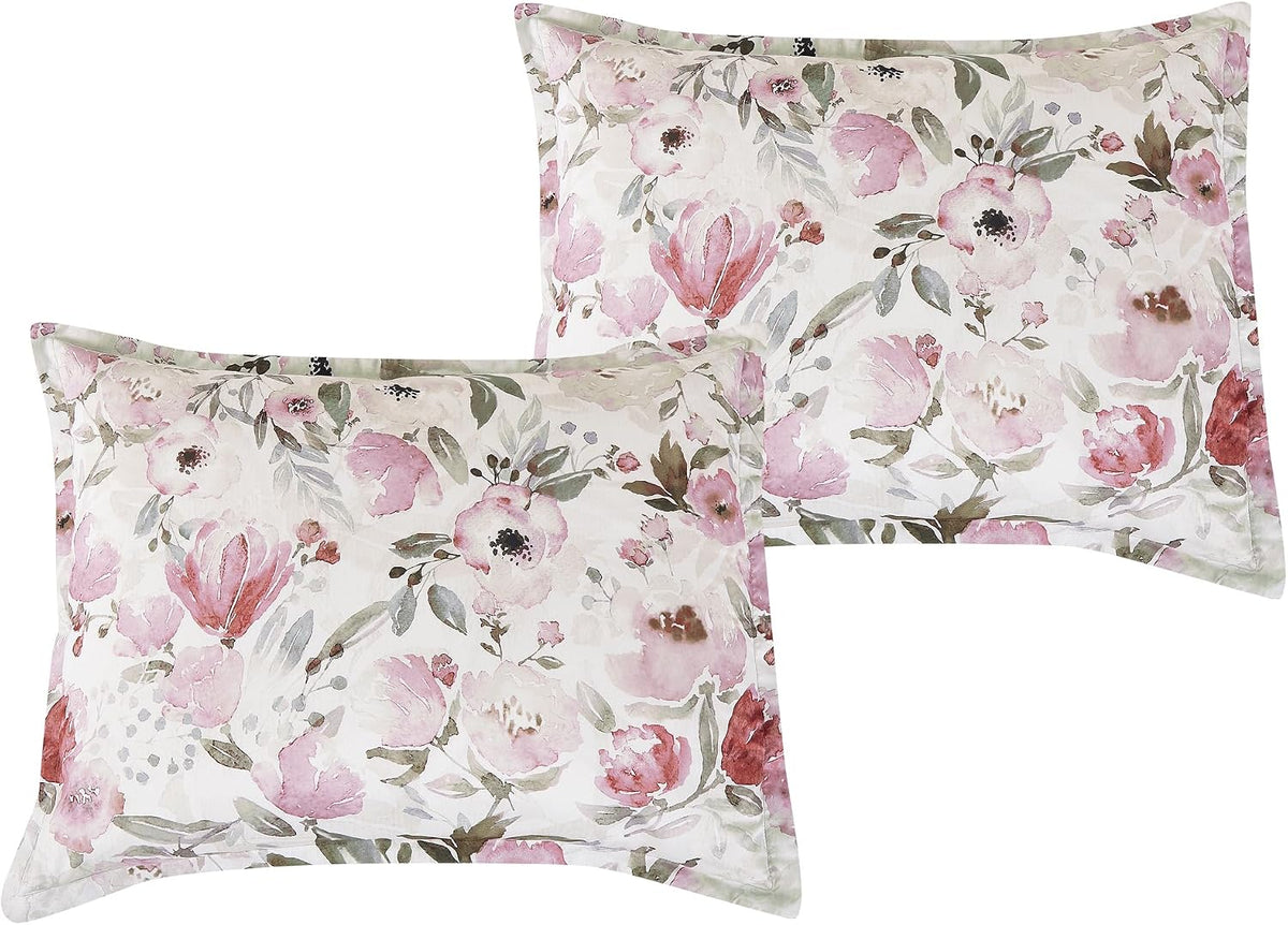 Floral King Comforter with Sheets Set - 7-Piece Pink Bed in a Bag Set