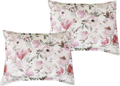 Floral King Comforter with Sheets Set - 7-Piece Pink Bed in a Bag Set