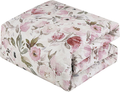 Floral King Comforter with Sheets Set - 7-Piece Pink Bed in a Bag Set