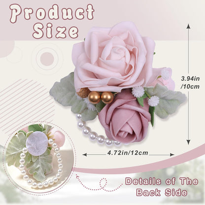 6Pcs Dusty Pink Faux Foam Rose Corsages for Women Wedding 6Pcs