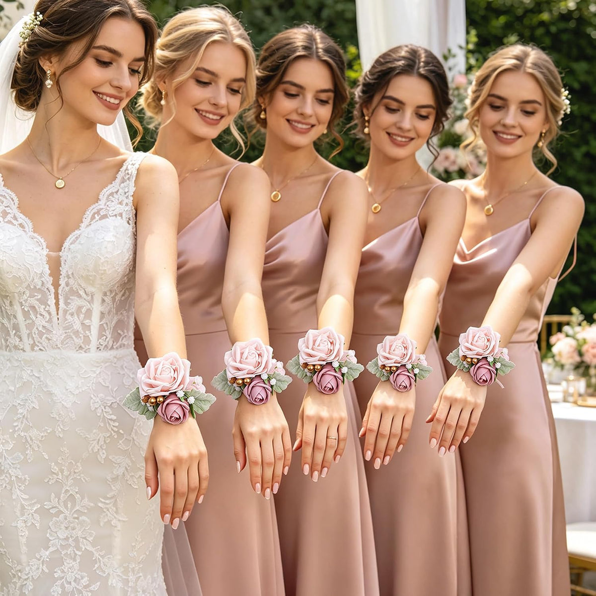 6Pcs Dusty Pink Faux Foam Rose Corsages for Women Wedding 6Pcs
