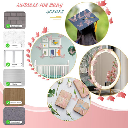 3D Pink Butterfly Wall Decor 3 Sizes 4 Styles Butterfly Party Decorations