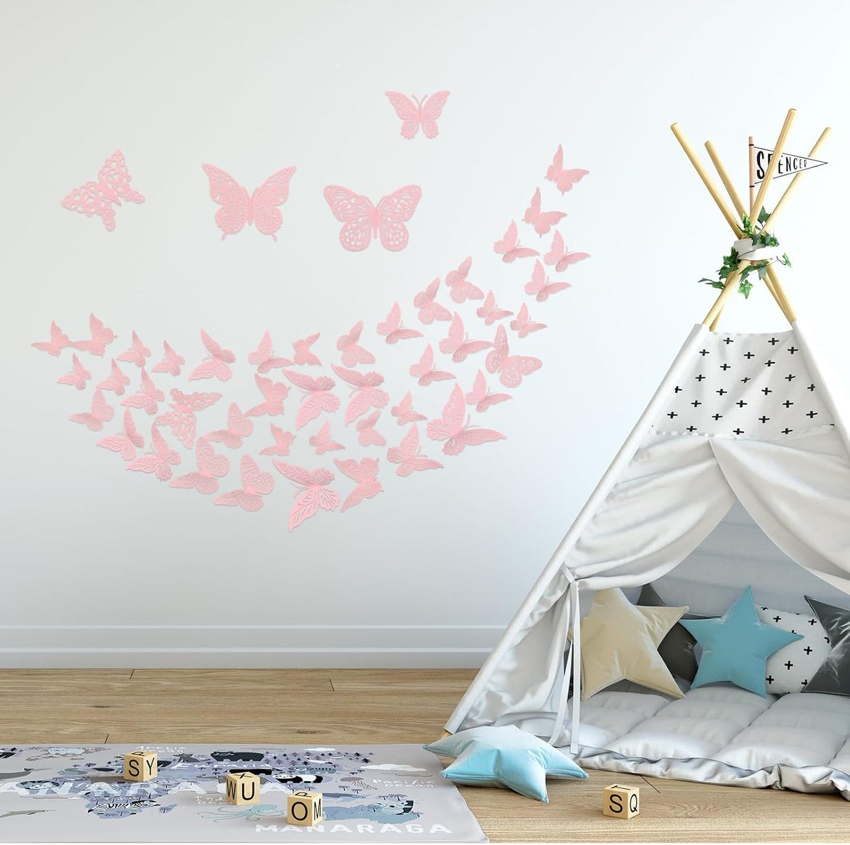 3D Pink Butterfly Wall Decor 3 Sizes 4 Styles Butterfly Party Decorations