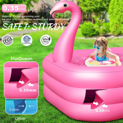 Inflatable Pool with Lights,Solar Flamingo Swimming Pool -Pink