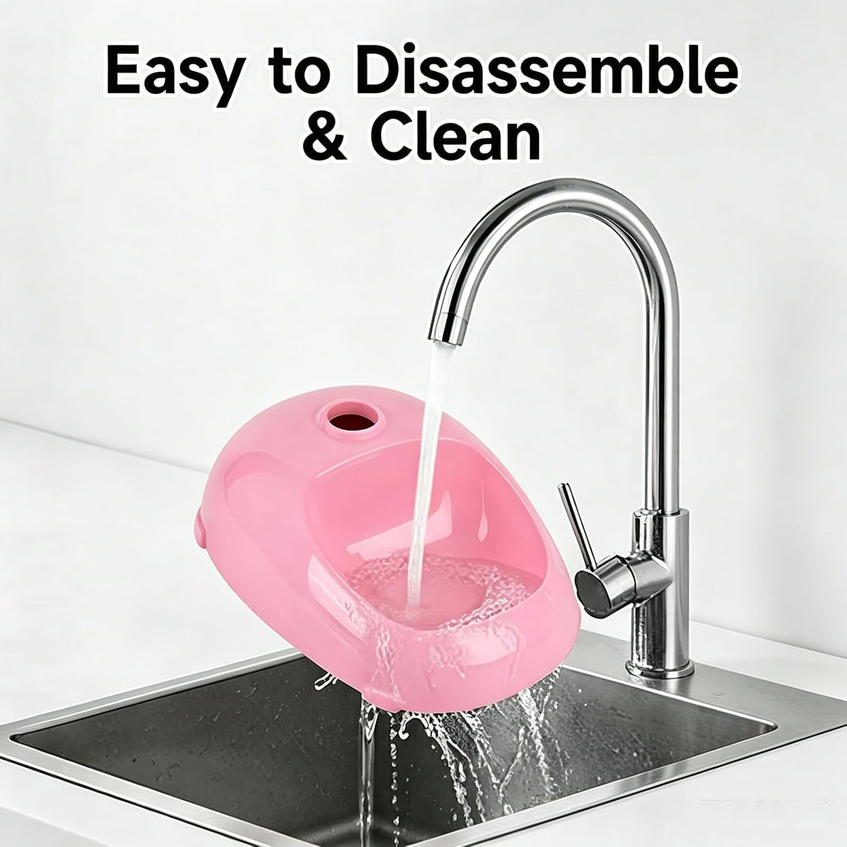 Pet Standing Water Dispenser Feeder, 500ml Dog Water Feeder Bottle Adjustable Raised Pet Food Bowl for Dogs Detachable Bottles Easy Cleaning (Pink)