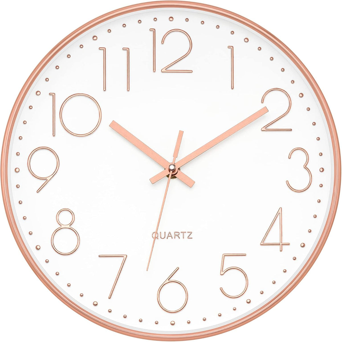 Large 14" Wall Clock Silent Battery Operated Clock, Rose Gold