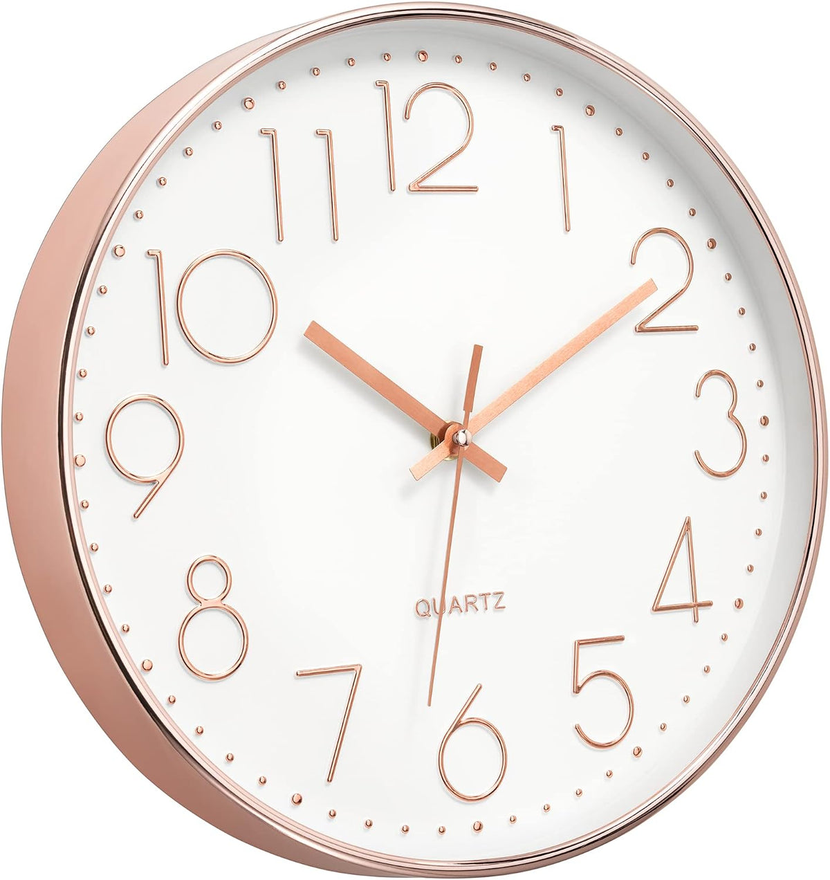Large 14" Wall Clock Silent Battery Operated Clock, Rose Gold