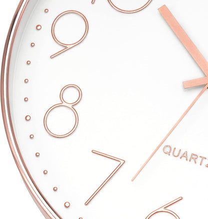Large 14" Wall Clock Silent Battery Operated Clock, Rose Gold