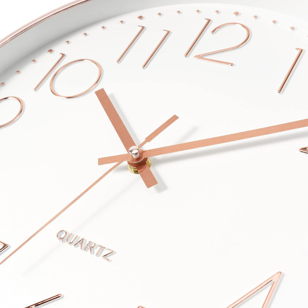 Large 14" Wall Clock Silent Battery Operated Clock, Rose Gold