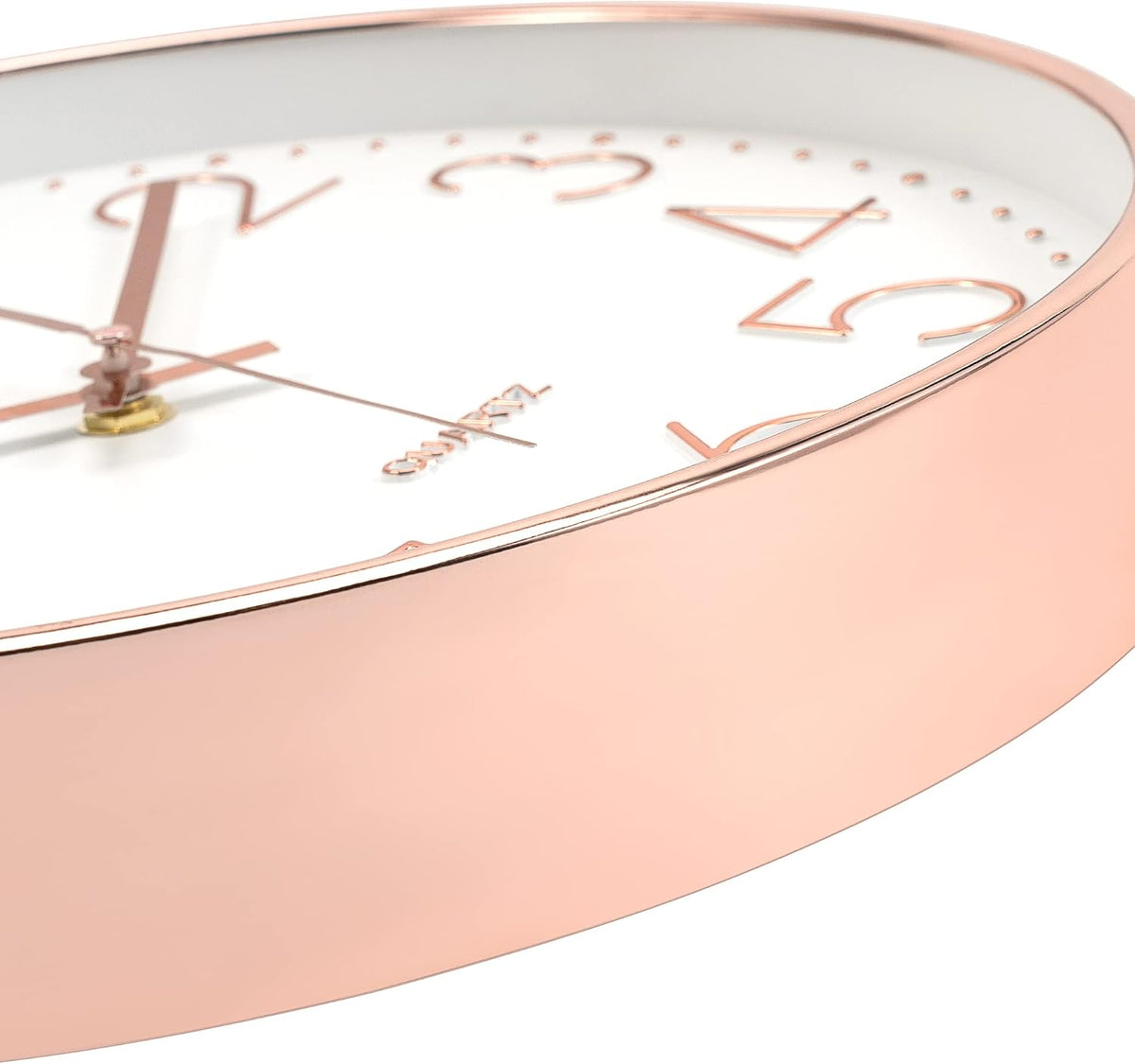 Large 14" Wall Clock Silent Battery Operated Clock, Rose Gold
