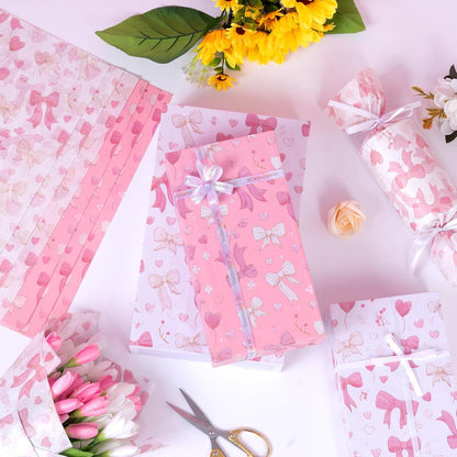 Pink Tissue Paper for Packaging, Bow Balloon Gift Wrap Tissue Paper for Gift Bags, Boxes & Crafts, Pretty Packing Supplies for Birthday, Wedding, Anniversary, Holiday, 60 Sheets 20x14in