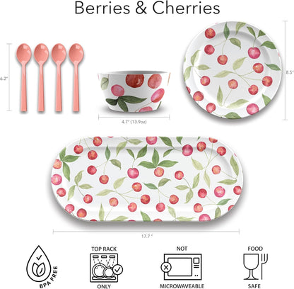 TarHong Berries & Cherries Melamine Dessert Spoon - Coral - Set of 4