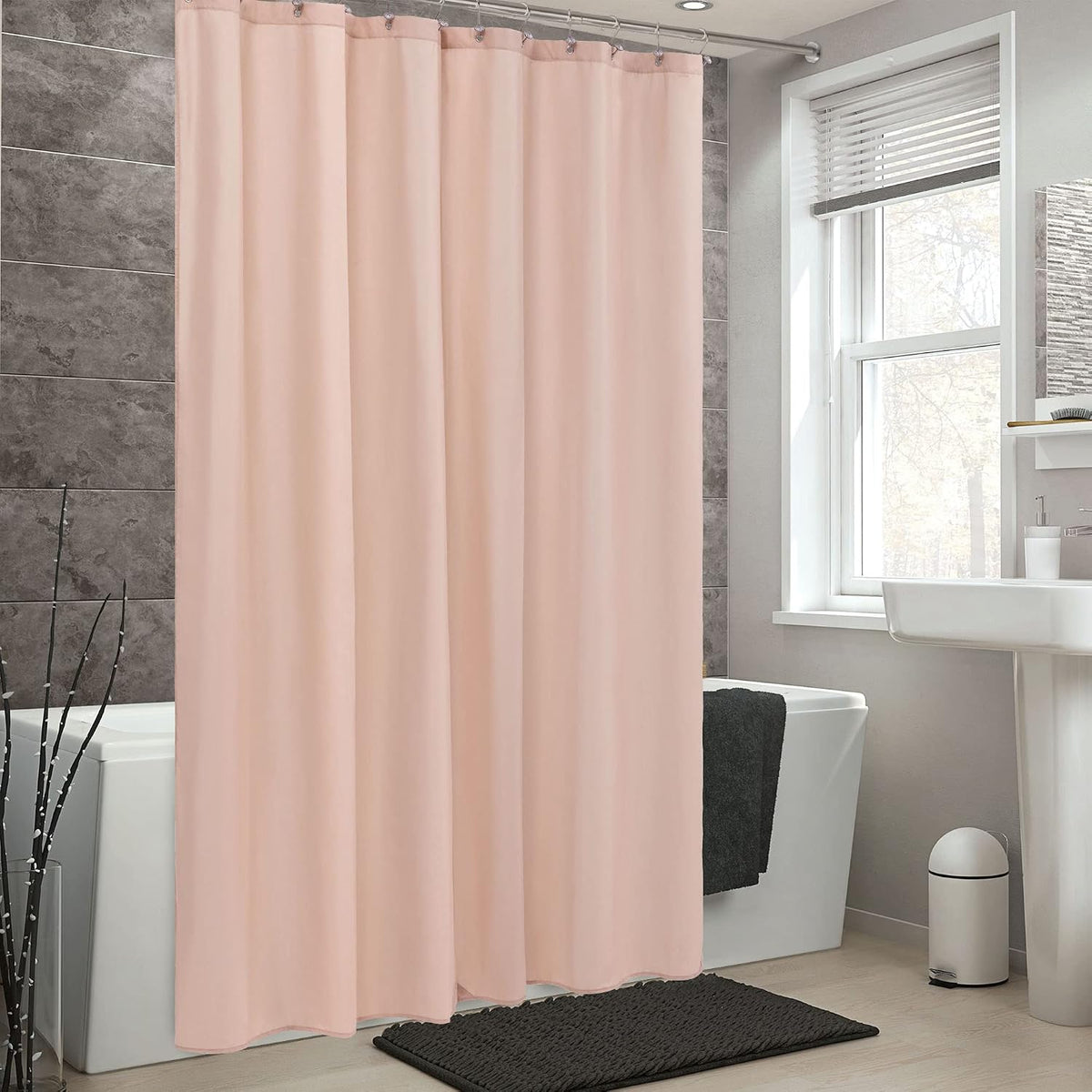 Waterproof Fabric Shower Curtain or Liner Blush Pink, 72x72