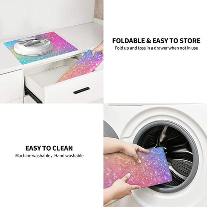 Fun Rainbow Pink Print Microfiber Dish Drying Mat for Kitchen Counter 16x18 in Super Absorbent Drying Pad for Countertops, Sinks, Draining Racks with Hanging