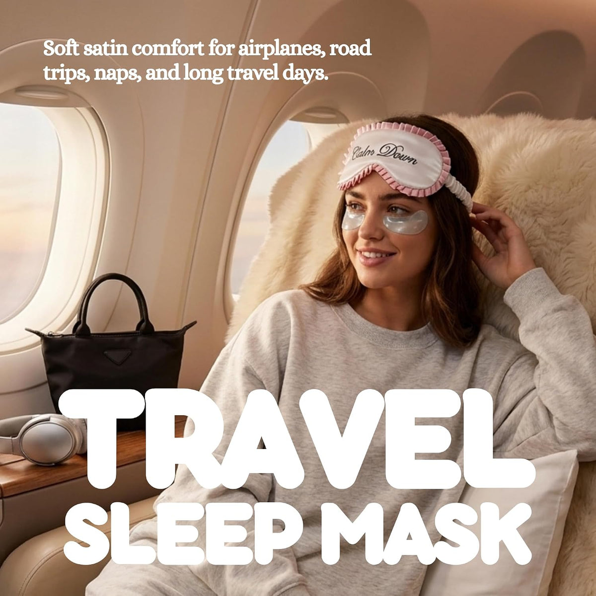 Satin Sleep Eye Mask - Calm Down - Pink