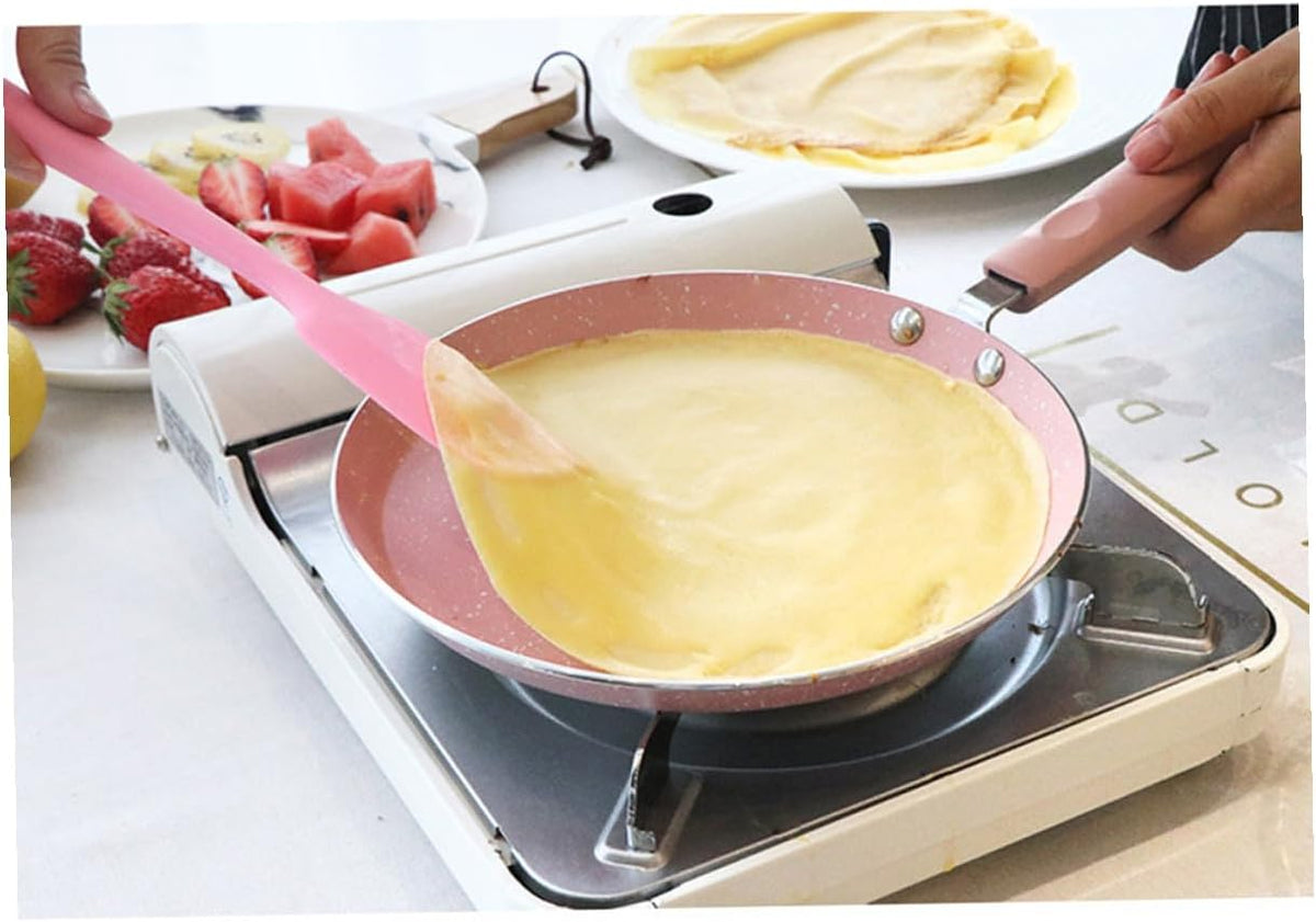 Aluminum Non-stick Pan 8-inch Pink Omelette Pancake Frying Skillet Dual-use Crepe Pan Kitchen Gadget for Home and Restaurant Cooking