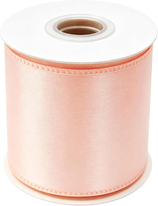 Satin Wired Ribbon 20 Yards, Multicolor, for Gift Wrapping, Wreaths, Garland, Christmas Tree Decoration, and Crafts (Peach, 4")