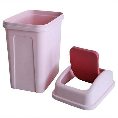 1.8 Gallon Plastic Trash Can with Swing Lid, Small Garbage Can, Pink