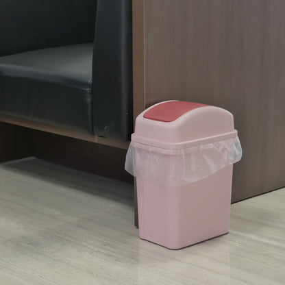 1.8 Gallon Plastic Trash Can with Swing Lid, Small Garbage Can, Pink