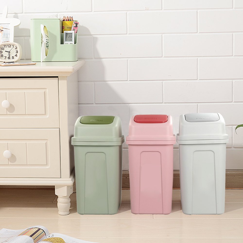 1.8 Gallon Plastic Trash Can with Swing Lid, Small Garbage Can, Pink