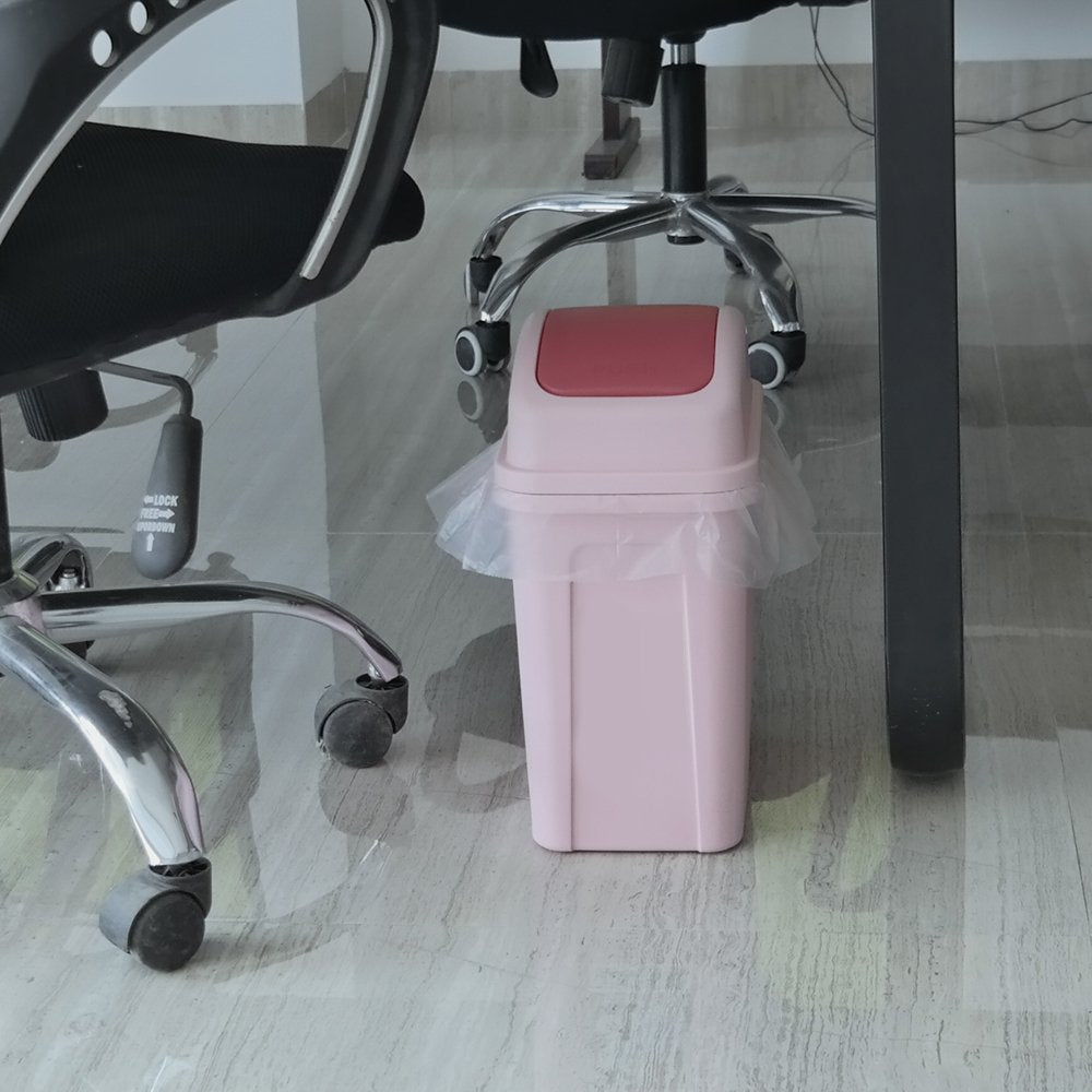 1.8 Gallon Plastic Trash Can with Swing Lid, Small Garbage Can, Pink