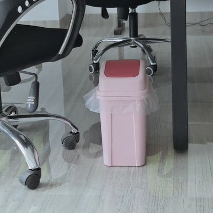 1.8 Gallon Plastic Trash Can with Swing Lid, Small Garbage Can, Pink