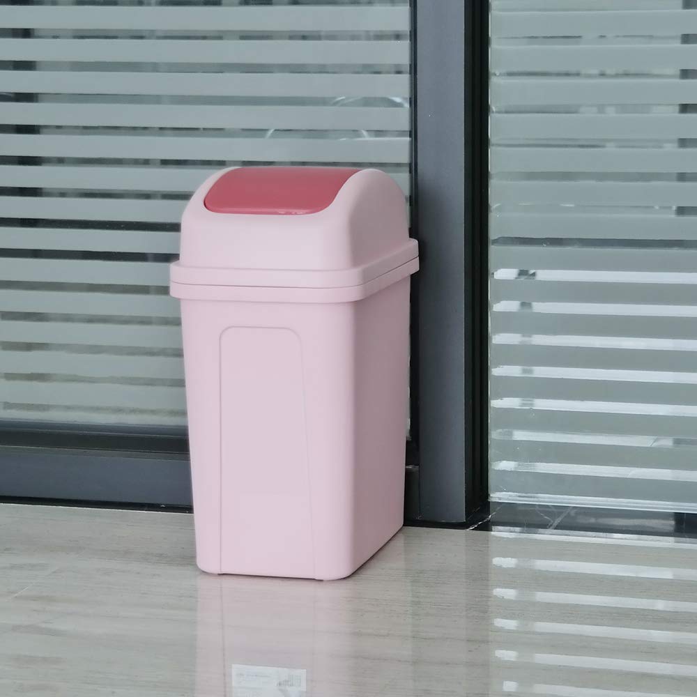 1.8 Gallon Plastic Trash Can with Swing Lid, Small Garbage Can, Pink