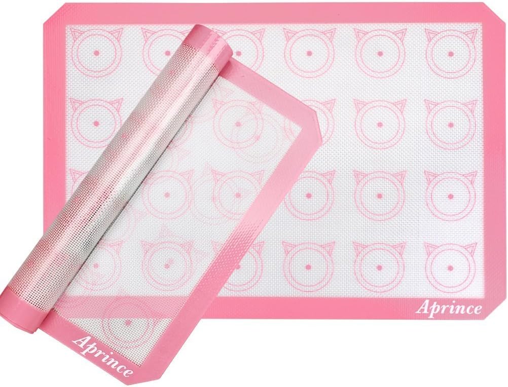 2 Pack of Silicone Baking Mats Silicone Pastry Mat,Non-stick Baking Mat Pink 16.5x11.8x0.09 inch Silicone Mat Silicon Baking Mat Set Baking Mats Silicon Mats for Baking mats non stick silicone