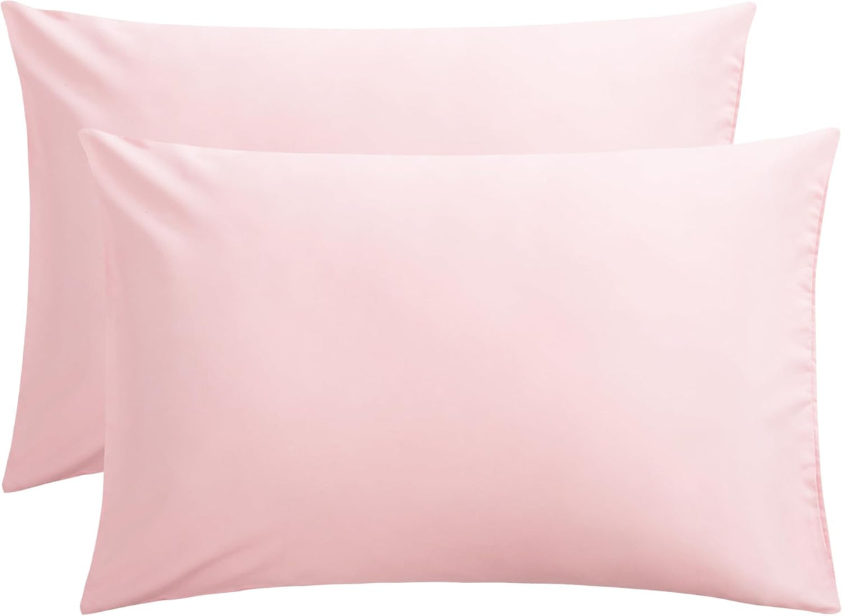 2-Pack Microfiber Queen Pillow Cases, Envelope Closure, Blush Pink