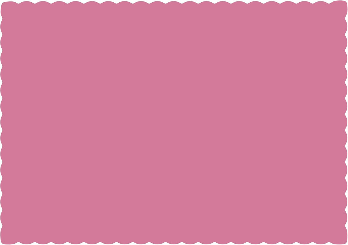 Disposable Paper Placemats, Scalloped Edge Table Mats, Pink, Pack of 50