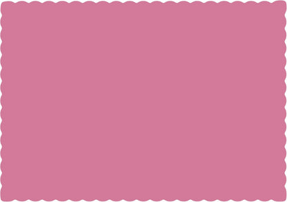 Disposable Paper Placemats, Scalloped Edge Table Mats, Pink, Pack of 50