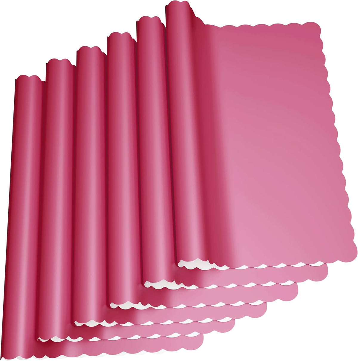 Disposable Paper Placemats, Scalloped Edge Table Mats, Pink, Pack of 50