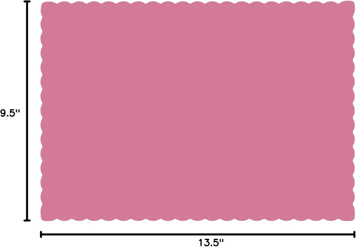Disposable Paper Placemats, Scalloped Edge Table Mats, Pink, Pack of 50