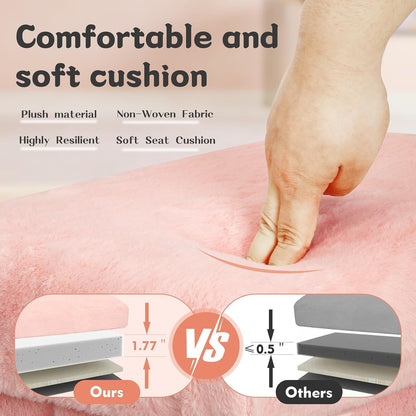 Storage Ottoman, Small Folding Soft Fur Foot Stools Ottoman for Dorm, Pink