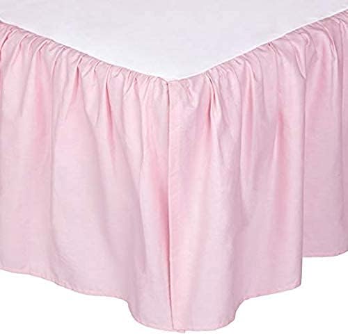 600 Thread Count Egyptian Cotton Split Corner Gather Dust Ruffle Bed Skirt Pink Twin (39" x 75"+ 14" inch Drop)