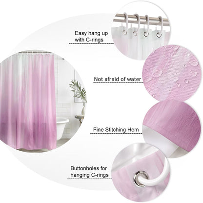 Pink Ombre Shower Curtain, Stall Bathroom Curtains for Bathtub, Modern Abstract Gradient Minimalist Art Waterproof Fabric Shower Curtain Set with 12 Hooks, 48" x 72"