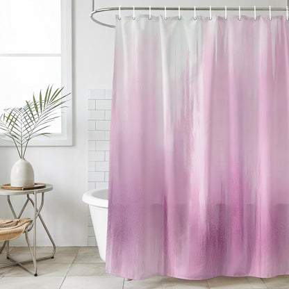 Pink Ombre Shower Curtain, Stall Bathroom Curtains for Bathtub, Modern Abstract Gradient Minimalist Art Waterproof Fabric Shower Curtain Set with 12 Hooks, 48" x 72"