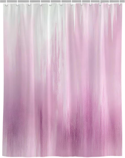 Pink Ombre Shower Curtain, Stall Bathroom Curtains for Bathtub, Modern Abstract Gradient Minimalist Art Waterproof Fabric Shower Curtain Set with 12 Hooks, 48" x 72"
