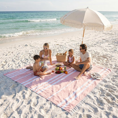 Beautiful Extra Large Beach Blanket with Tassels - Soft Turkish Towel
