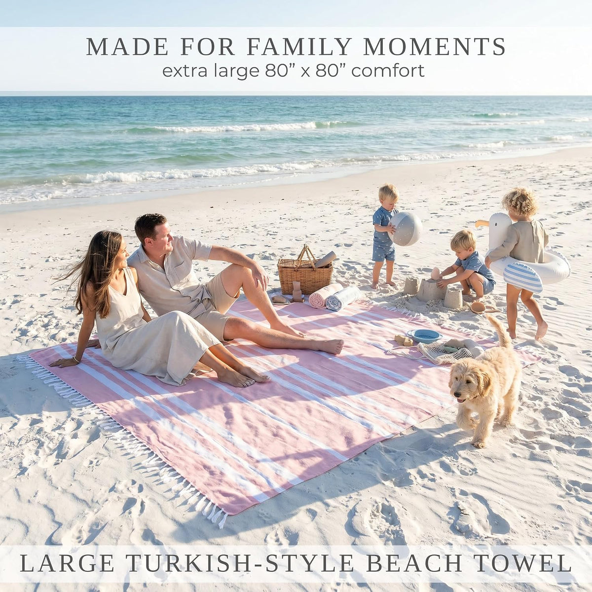 Beautiful Extra Large Beach Blanket with Tassels - Soft Turkish Towel