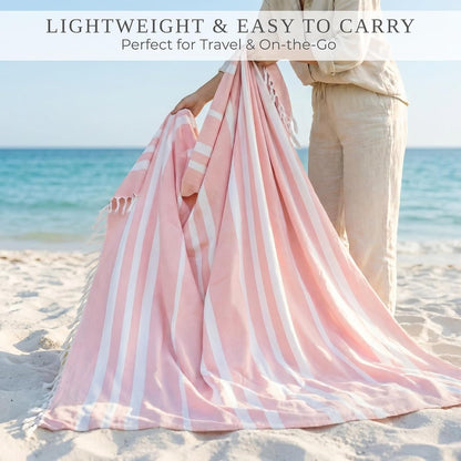 Beautiful Extra Large Beach Blanket with Tassels - Soft Turkish Towel