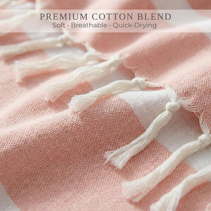 Beautiful Extra Large Beach Blanket with Tassels - Soft Turkish Towel