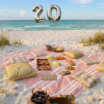Beautiful Extra Large Beach Blanket with Tassels - Soft Turkish Towel