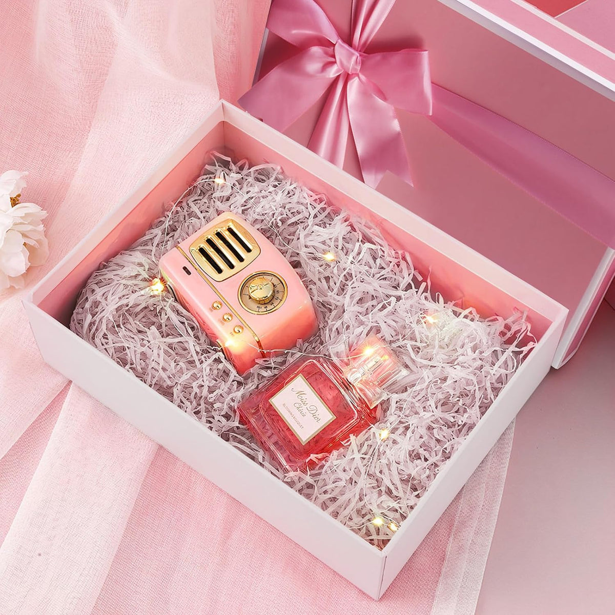 Gift Boxes With Lids For Presents, Set Of 3 Pink Gift Wrap Boxes With Ribbon, Assorted Boxes For Presents, Sturdy & Pre-Wrapped Gift Box