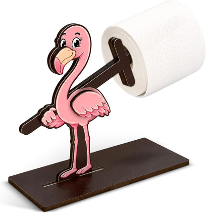 Funny Flamingo Toilet Paper Holder, 3D Pink Flamingo Bathroom Decor, Cute Cartoon Animal Toilet Paper Roll Holder Free Standinging for Bathroom Home, Fun Gift for Home, Friends & Family