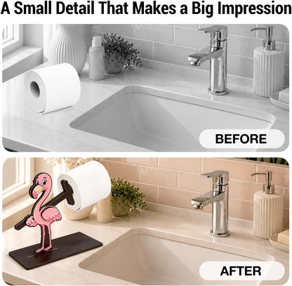Funny Flamingo Toilet Paper Holder, 3D Pink Flamingo Bathroom Decor, Cute Cartoon Animal Toilet Paper Roll Holder Free Standinging for Bathroom Home, Fun Gift for Home, Friends & Family