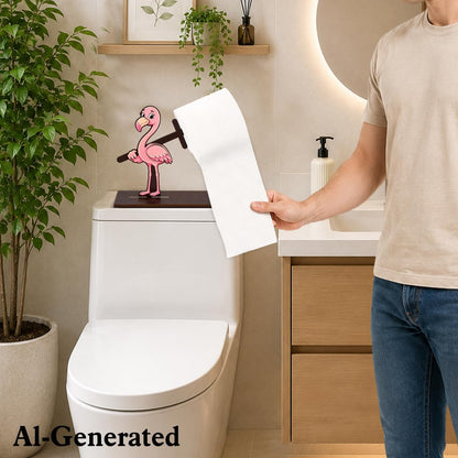 Funny Flamingo Toilet Paper Holder, 3D Pink Flamingo Bathroom Decor, Cute Cartoon Animal Toilet Paper Roll Holder Free Standinging for Bathroom Home, Fun Gift for Home, Friends & Family