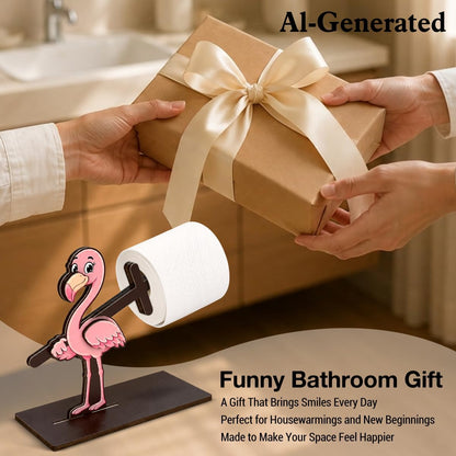Funny Flamingo Toilet Paper Holder, 3D Pink Flamingo Bathroom Decor, Cute Cartoon Animal Toilet Paper Roll Holder Free Standinging for Bathroom Home, Fun Gift for Home, Friends & Family